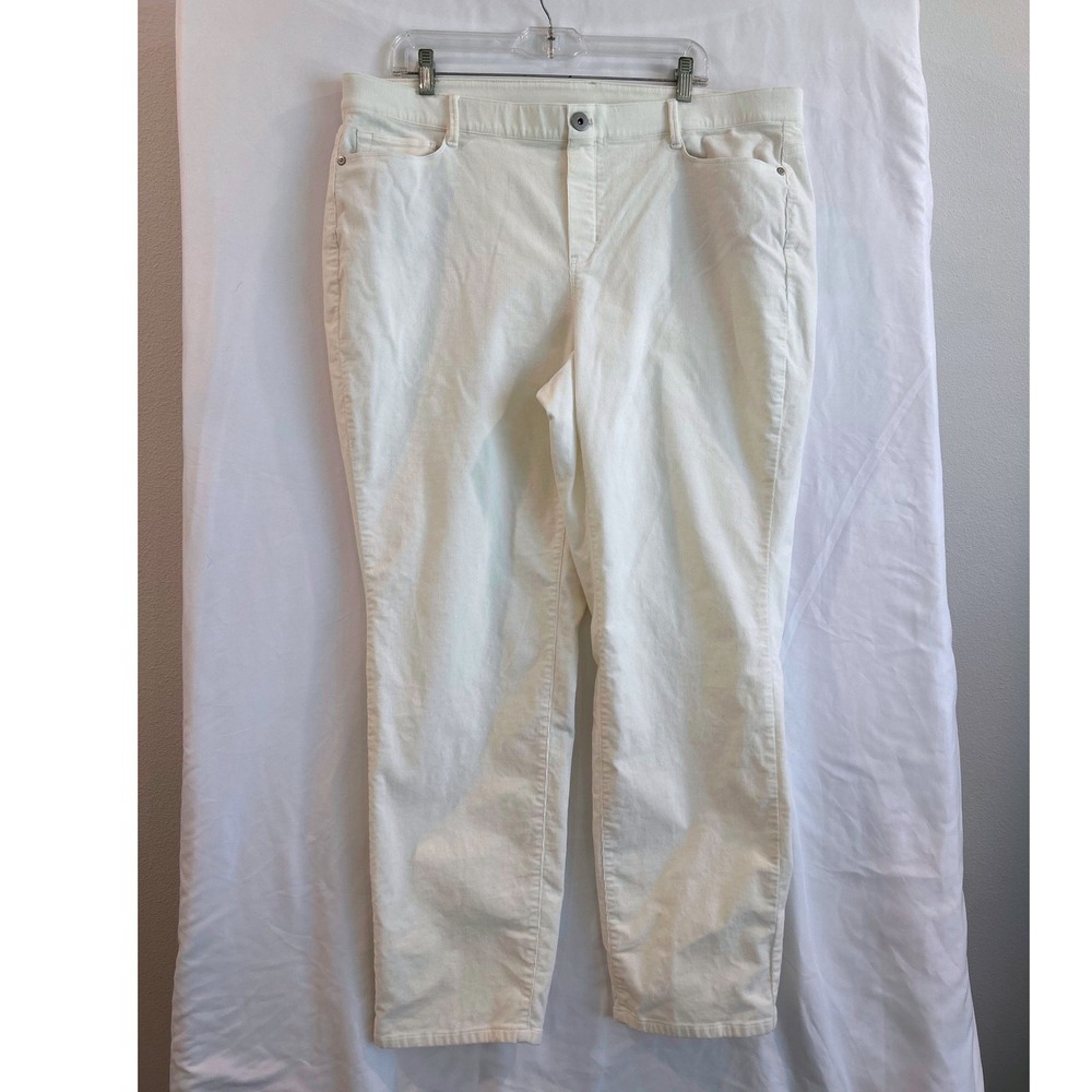 J. Jill Corduroy Pants Womens 2X Cream Off White Straight Leg High Rise Casual